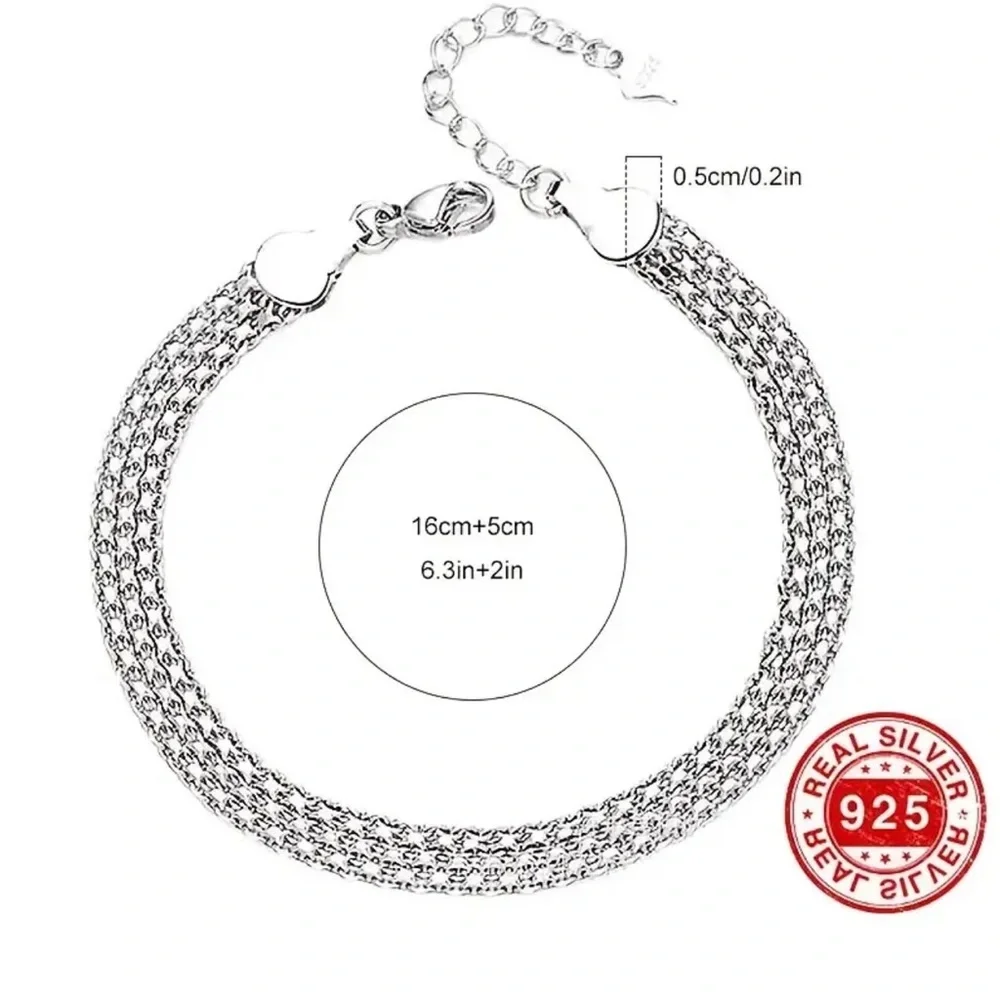 925 Sterling Silver Thick Chain Adjustable Bracelet New in Box